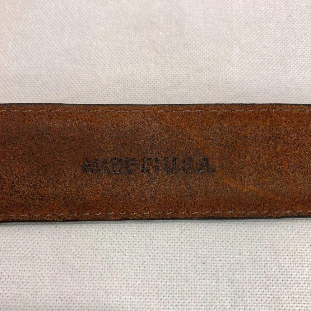 Brown Leather Belt Brass Buckle Made in the USA